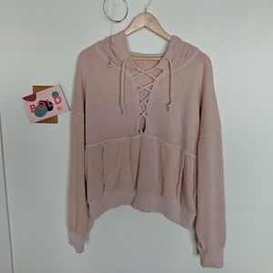 FP pink tie-neck sweater